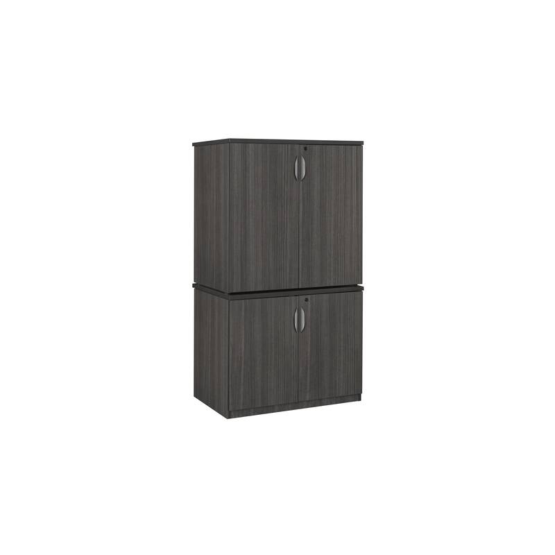 Stackable Storage Cabinet Set Ash Grey - Locking Doors and Adjustable Shelves for Office, Pantry, or Filing
