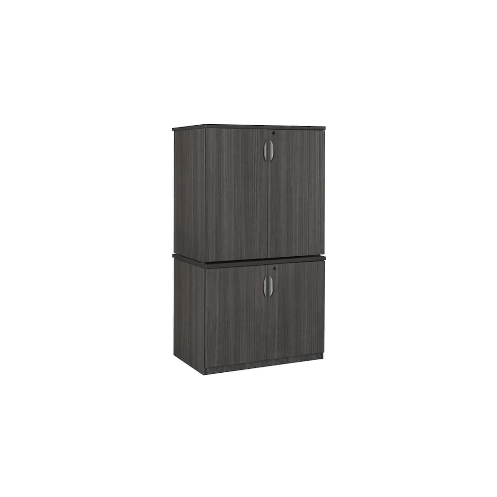 Stackable Storage Cabinet Set Ash Grey - Locking Doors and Adjustable Shelves for Office, Pantry, or Filing