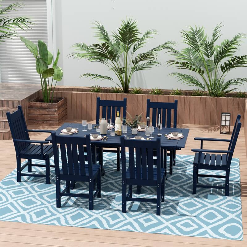 Laguna Hdpe All Weather Outdoor Patio Dining Set with Rectangle Table, Side Chairs (7-Piece Set)
