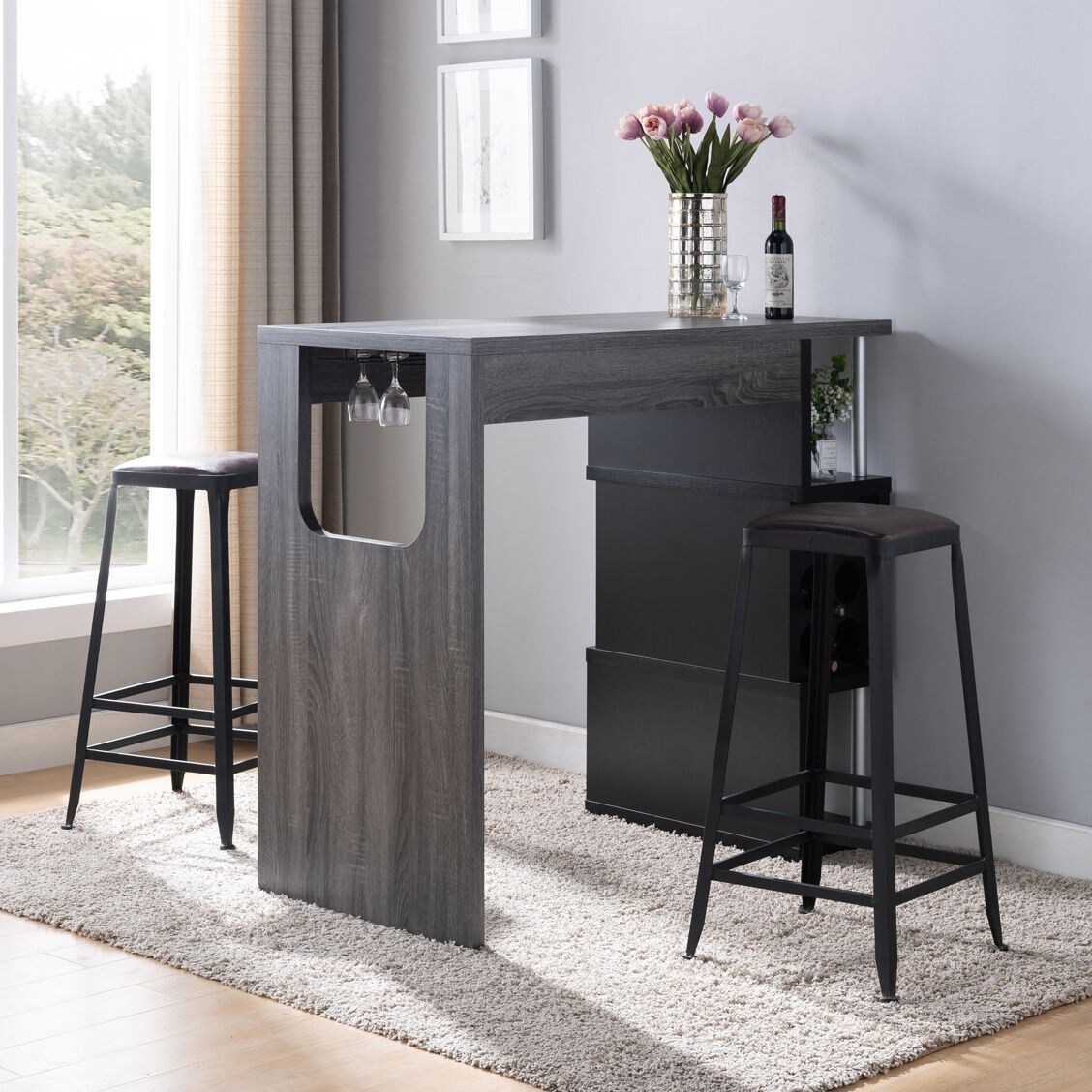 Boahaus stylish bar hotsell table with wine storage