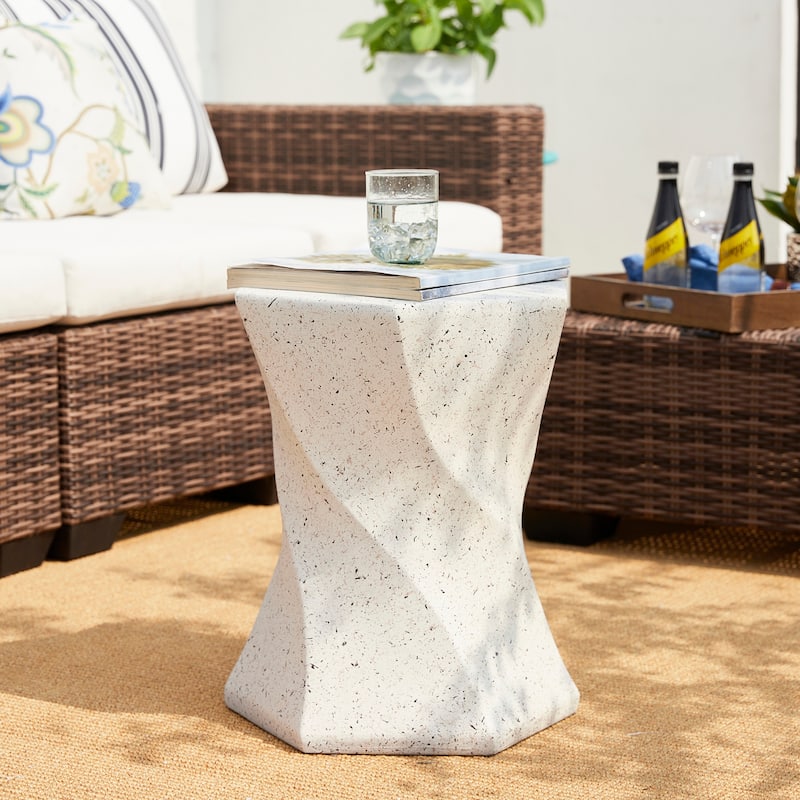 Glitzhome 17.75"H MGO Twist-Style Faux Terrazzo Garden Stool