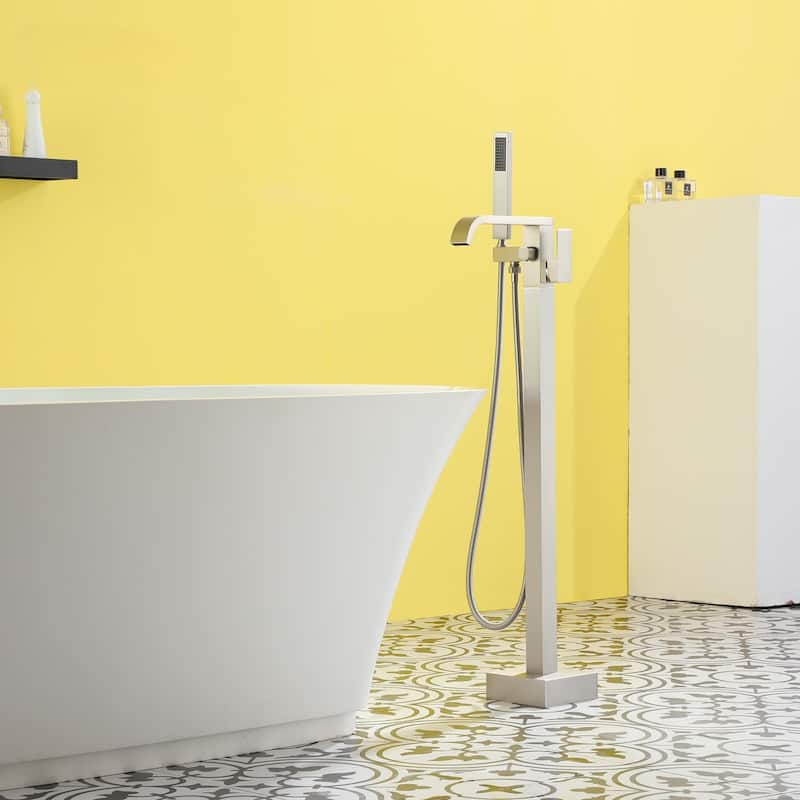 Freestanding Floor Mount Single Handle Bath Tub Filler Bath Tub Faucet