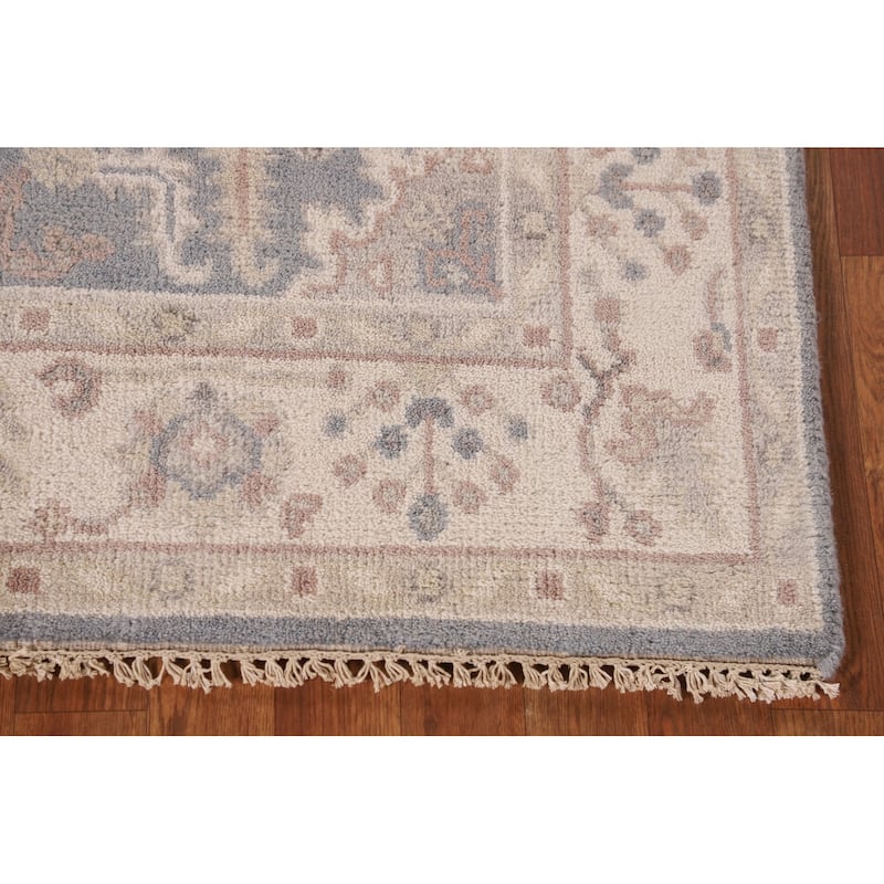 Geometric Oushak Oriental Area Rug Hand-Knotted Wool Carpet - 3'11"x 5'10"