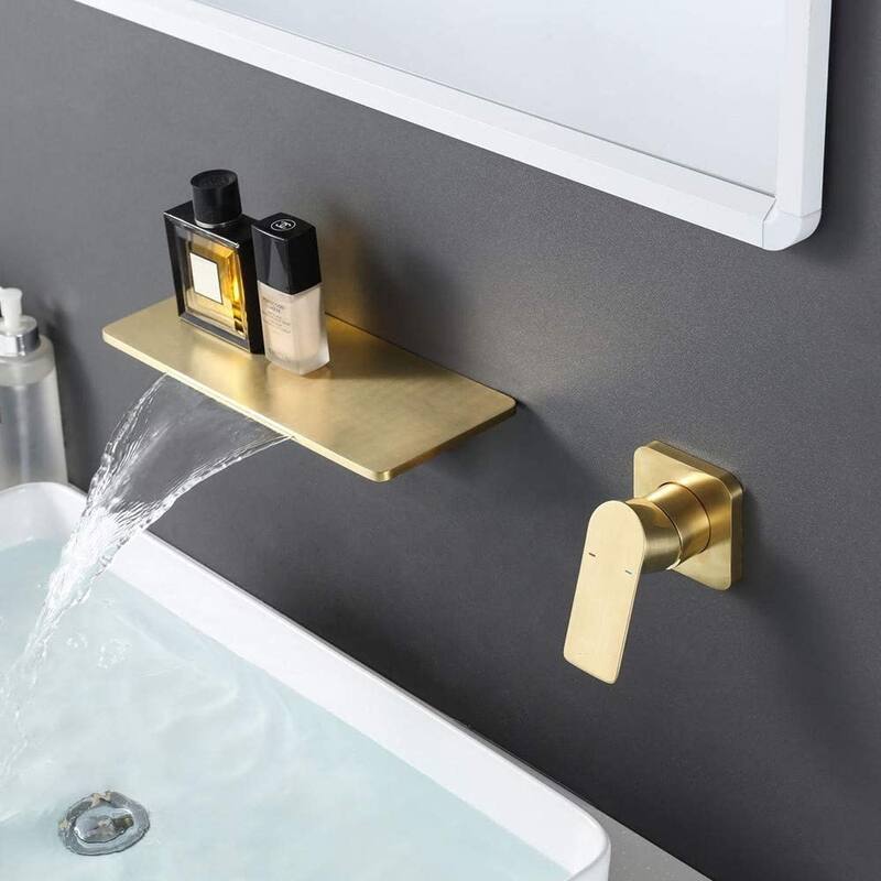 Modern Single Handle Bathroom Sink Faucet with Waterfall Spout Design and Adjustable Water Temperature and Flow