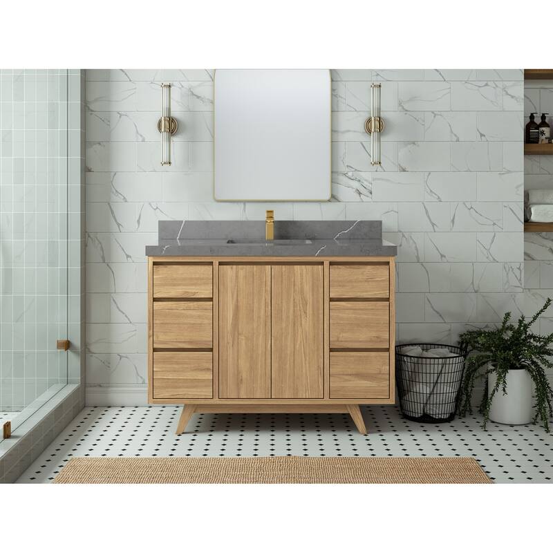 Willow Collections 48 in. W x 22 in. D Madison Teak Single Sink Bathroom Vanity with Countertop