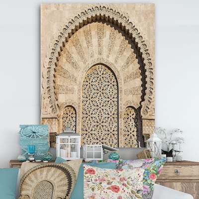 Designart "Morocco Mosque Door" Vintage Gallery-wrapped Canvas - Multi-color