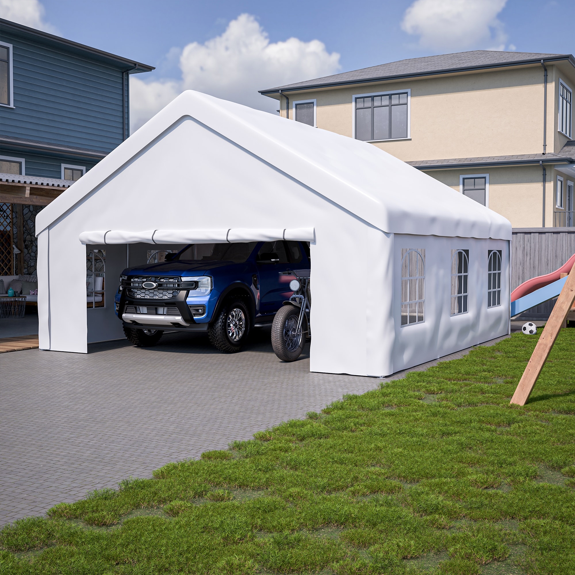 20x20 FT Event Shelter with Detachable Sides and Carport Capability