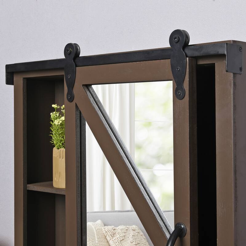 FirsTime & Co. Winona Farmhouse Barn Door Cabinet Mirror, Mirror, 21 x 5.5 x 28 in, American Designed