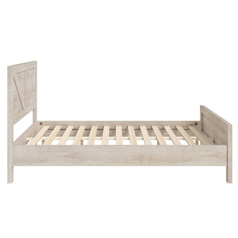 King/Queen Size Wood Platform Bed Frame With Headboard, Solid Wood Platform Bed, No Box Spring Needed, Easy Assembly