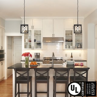 Acroma 1-light Farmhouse Rustic Rectangle Kitchen Island Pendant Light - 8 inches