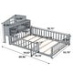 preview thumbnail 3 of 29, Full-Size Montessori Floor Bed with Bookcases & Blackboards, Solid Wood Design for Kids with Guardrails & Storage, Grey