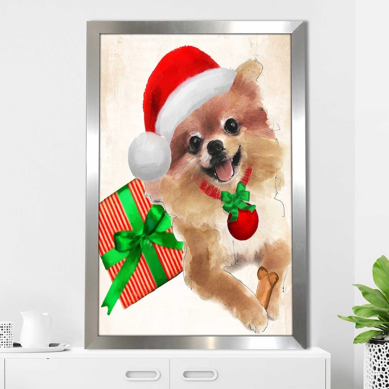 "Christmas Holiday Pomeranian" by Jodi Print on Acrylic
