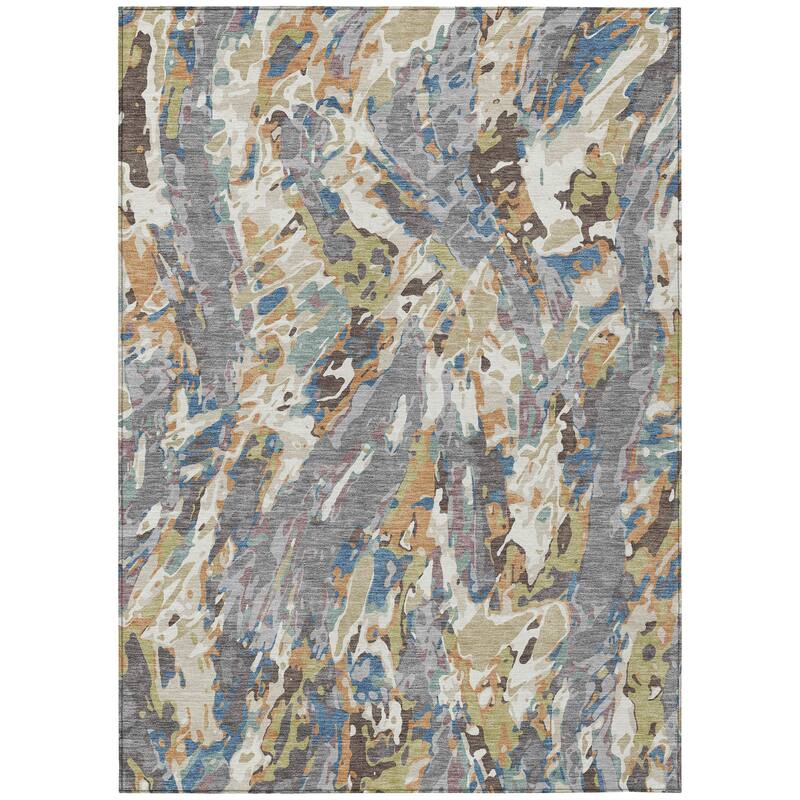 Machine Washable Indoor/ Outdoor Brushstrokes Chantille Rug