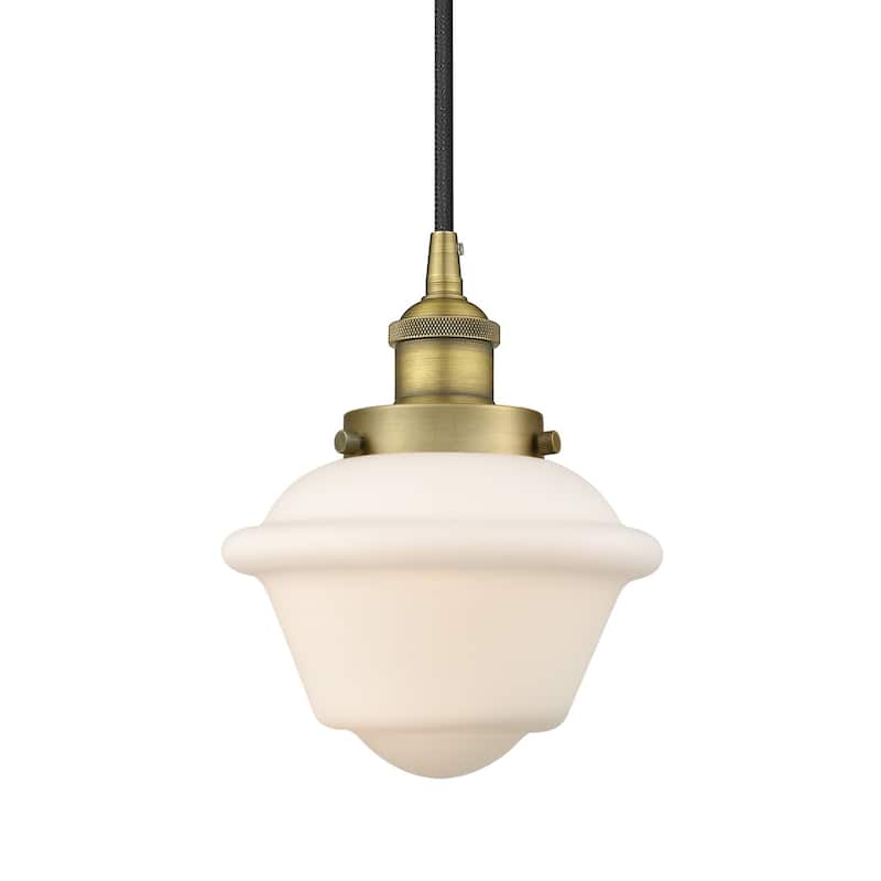 Innovations Lighting 616-1PH-10-8 Oxford Pendant Oxford 8" Wide Mini - Brushed Brass / Matte White