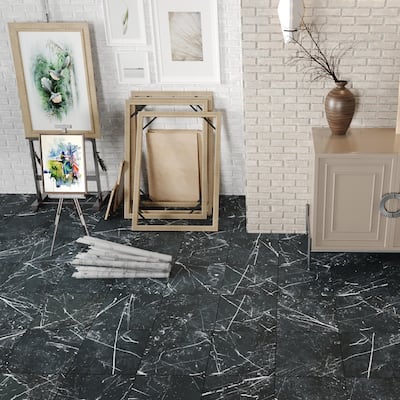 Merola Tile Timeless Marquina 9-3/4" x 9-3/4" Porcelain Floor and Wall Tile