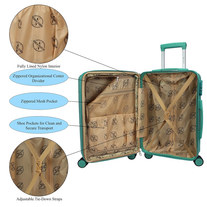 World Traveler 2-Piece Carry-on Vanity Trunk Luggage Set