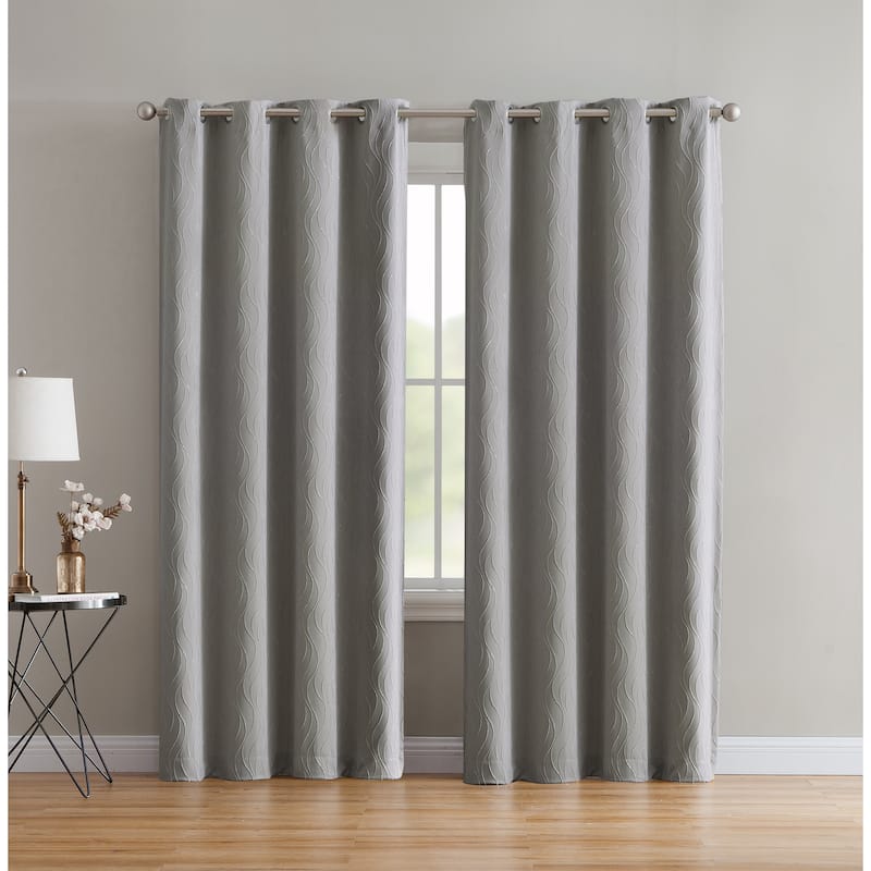 HLC.me Camden 100% Blackout Thermal Energy Efficient Window Curtain Grommet Panels Living Room Bedroom, Set of 2