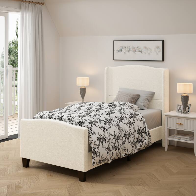 49.21"High Back Upholstered Headboard Teddy Velvet Bed Frame