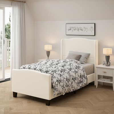 GDFStudio - Jane 49.21" High Back Upholstered Headboard Bed Frame with High Footboard