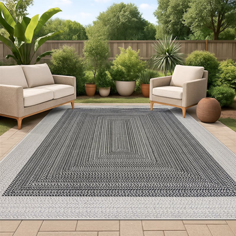 Marbella Contemporary Boho Indoor/Outdoor Area Rug - 7'10"x10' - Multi