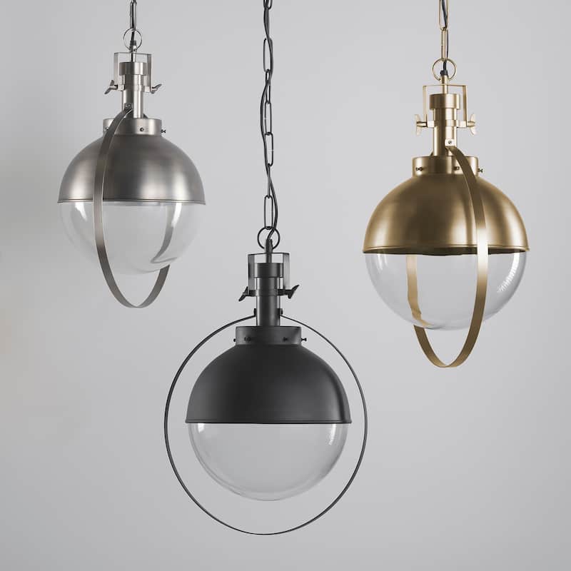 Leighton I Gold Toned Metal Spherical Pendant Light - 15"W x 15"D x 20"H