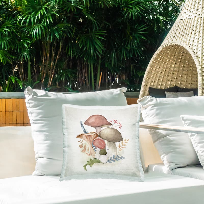 Stupell Pink Blooming Mushrooms Printed Outdoor Throw Pillow Design by Mollie B.