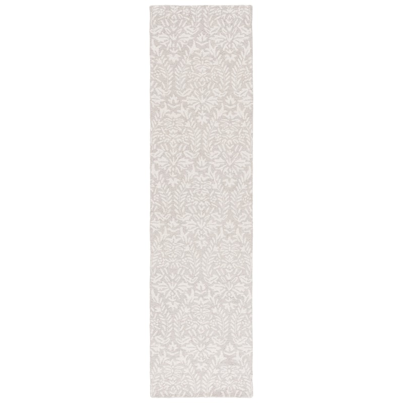 SAFAVIEH Handmade Ebony Lelioara Modern & Contemporary Wool Rug - 2'3" x 9' Runner - Light Grey/Ivory