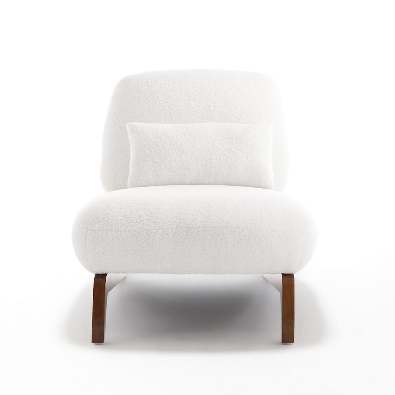 Modern Boucle Fabric Armlesschair Sofa Lounge Chair with Wood Frame