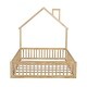 preview thumbnail 12 of 28, Full Size House Platform Bed with Guardrail, Natural Pine Wood Finish