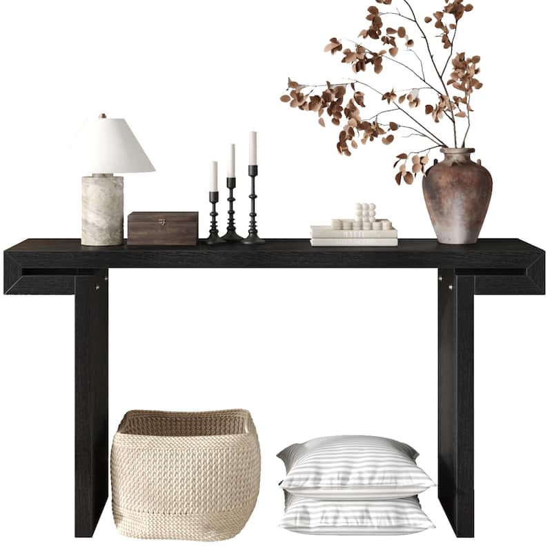 60" Rustic Farmhouse Console Table, Solid Wood Entryway Sofa Side Table for Living Room, Hallway