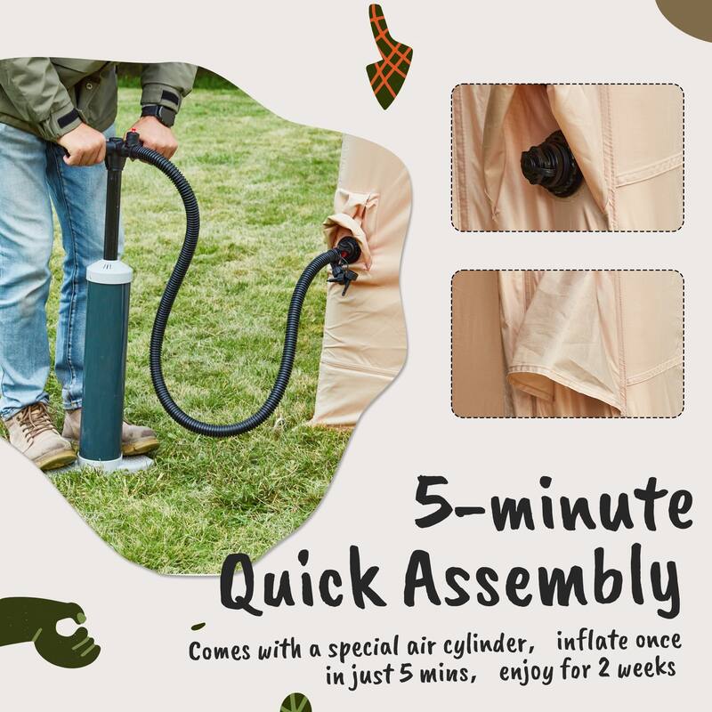 Erommy Inflatable Camping Tent, Glamping Tents 4 Season Waterproof Windproof Cotton Tent with Stove Jack & Mesh Windows & Pump