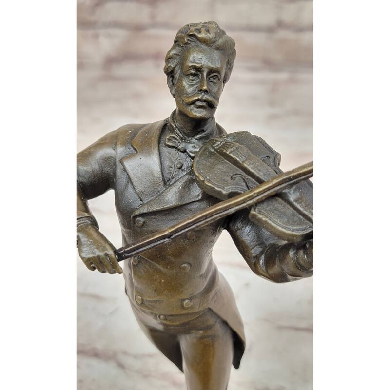 Bronze Sculpture Of Johann Strauss Playing The Violin Hot Cast Figurine Figure