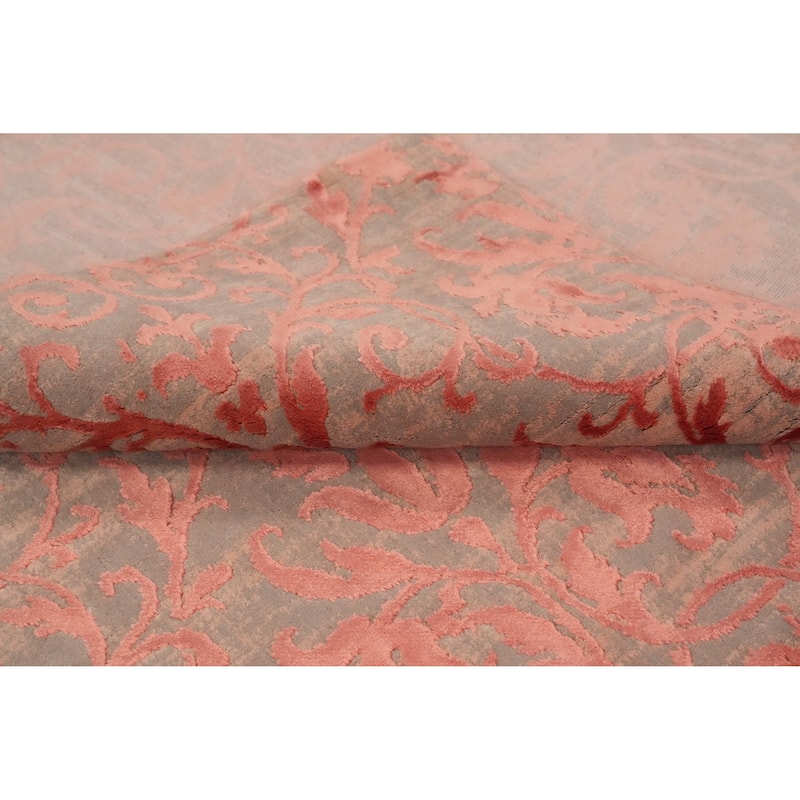 Machine Made Oriental Polyester Carpet All-Over Coral Distressed Area Rug - 7' 5'' X 5' 2''