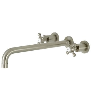 Kingston Brass Wall Mount Tub Filler - Brushed Brass, 7 GPM, ADA Handles, High Arc Spout