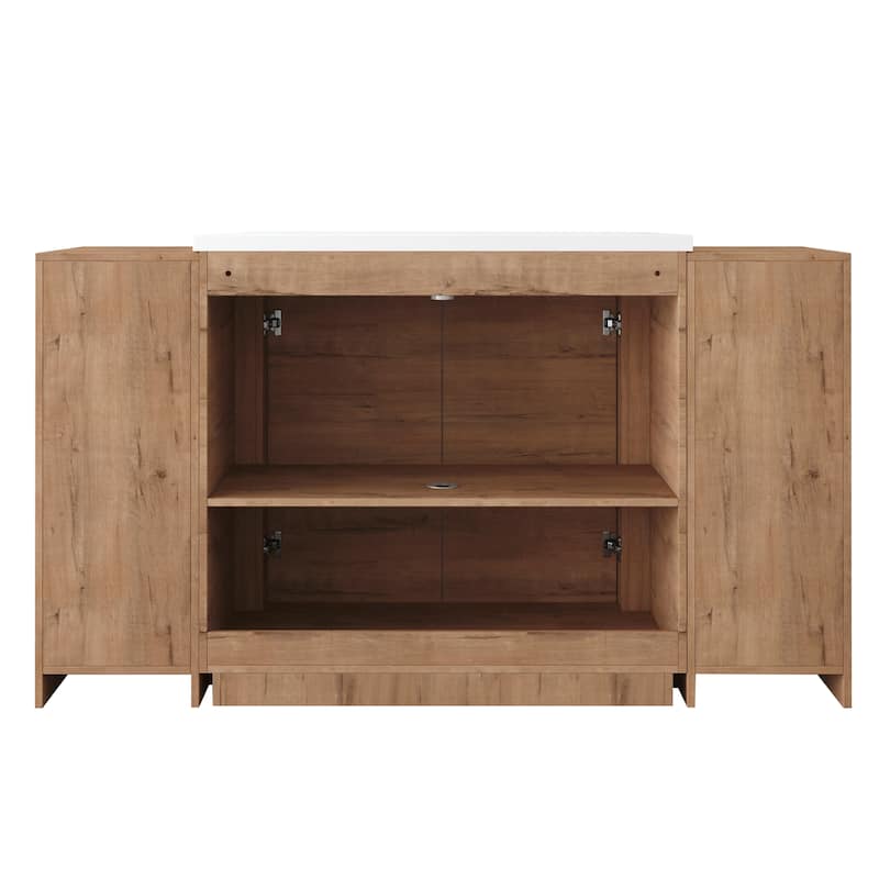 Bathroom Vanity With Sink In 36/40/48/52/60/64/84/92 Inch, Freestanding Bathroom Vanity With Doors and Adjustable Shelf