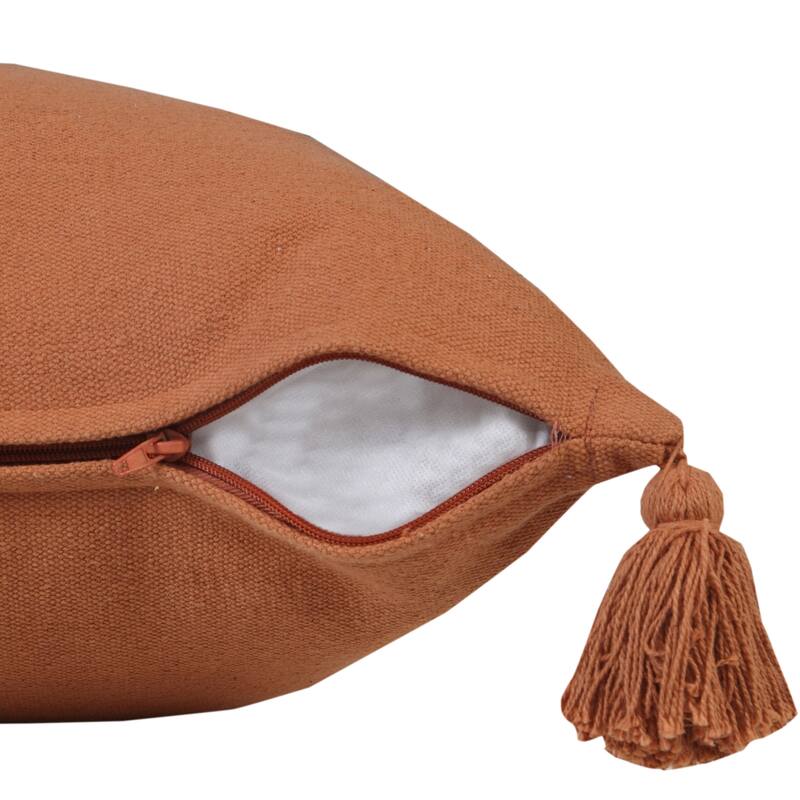 Sevita Solid Cotton Everyday Decorative Throw Pillow with Tassels