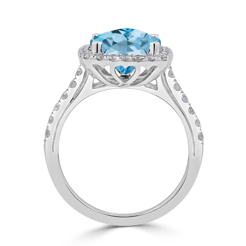 Auriya 2 3/4ct Cushion-cut Sky Blue Topaz and Halo Diamond Engagement Ring 1/2cttw 14k Gold