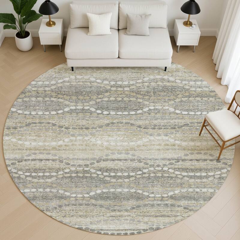 Premium Washable Super Soft Pixy Stripes Mayfield Rug - Pewter - 8' x 8'
