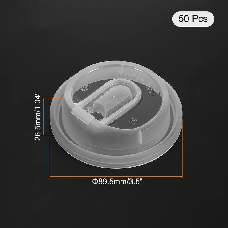 Disposable Coffee Cup Lids, 50 Count 80mm U-Shaped Plastic Lids - Transparent - 90mm