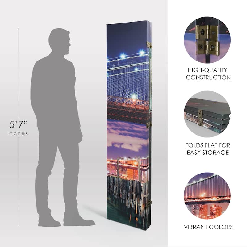 American Art Decor Double-Sided Canvas Room Divider, 4 Panels, 70" H x 63" L