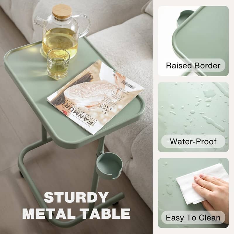 Metal TV Tray with Wheels/Casters - 18.13"D x 13.75"W x 27.5"H