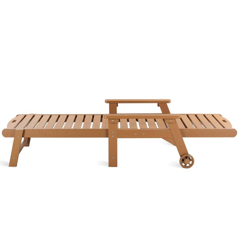 Outdoor Adjustable Wheeled Chaise Lounge Chairs with Arms for Patio, Deck, Backyard - 78.9"L x 24"W x 39.7"H