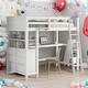 preview thumbnail 2 of 45, Twin Size Wooden Loft Bed With Drawers And Desk,Shelves,Solid Construction