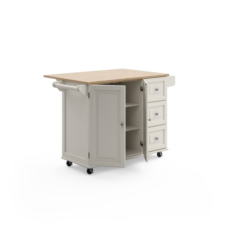 Homestyles Mobile Kitchen Island Cart with Wood Top and Dropleaf Breakfast Bar