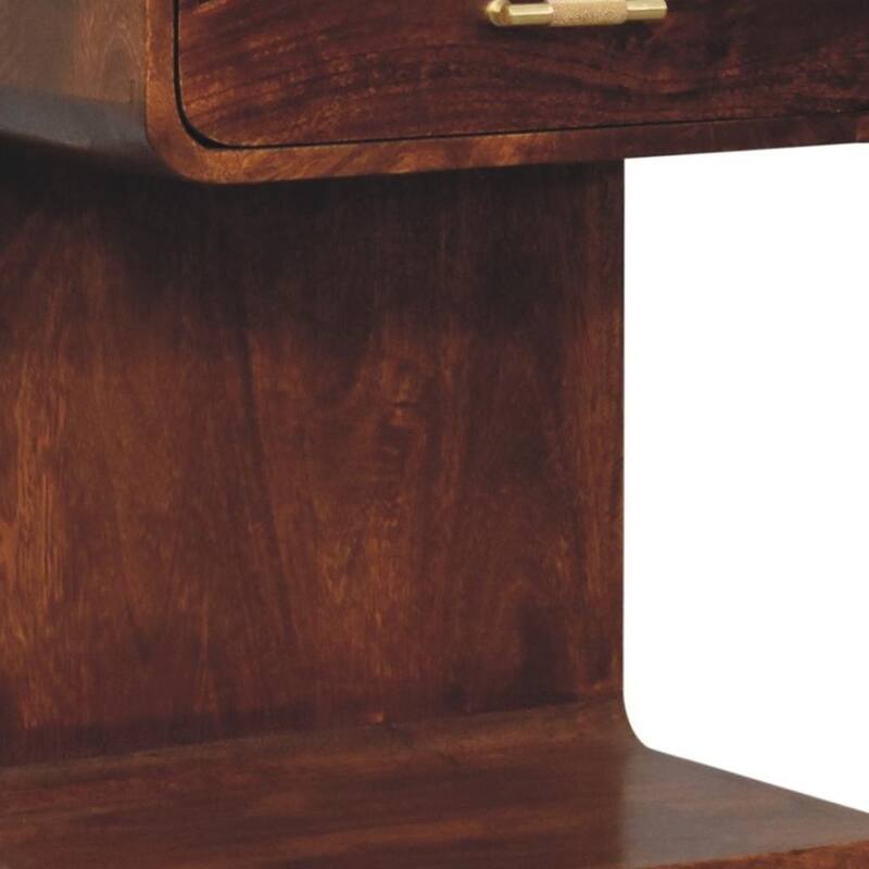 HomeRoots 22" Chestnut Solid Wood One Drawer Nightstand With Floor Shelf