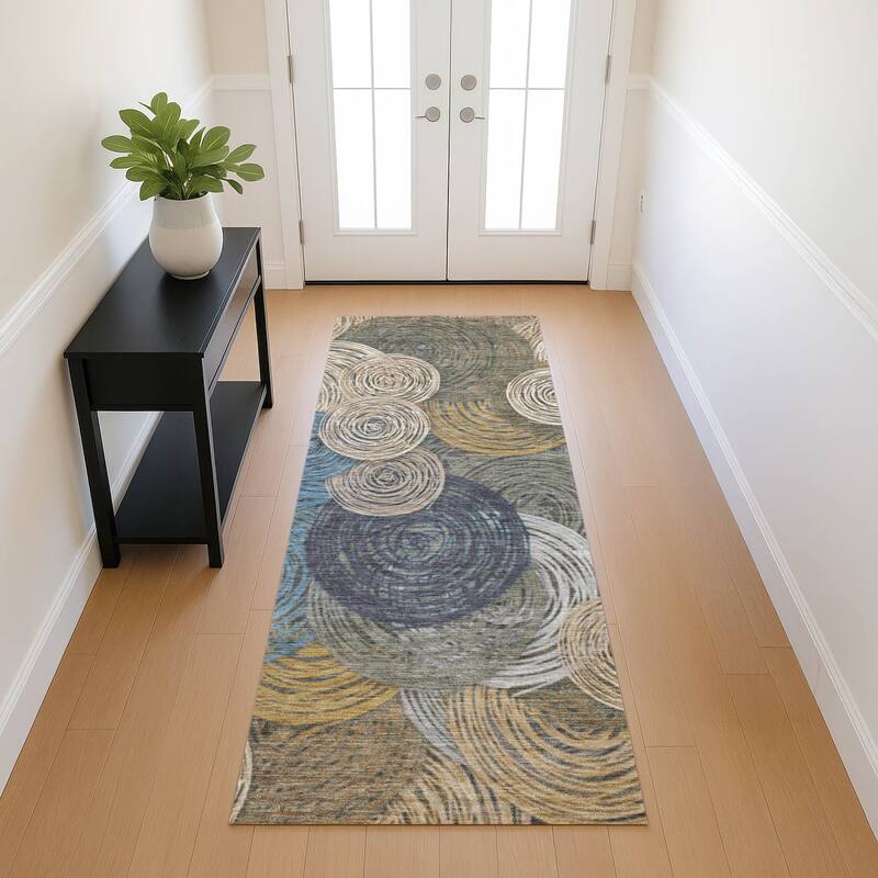 Machine Washable Indoor/ Outdoor Modern Twister Chantille Rug