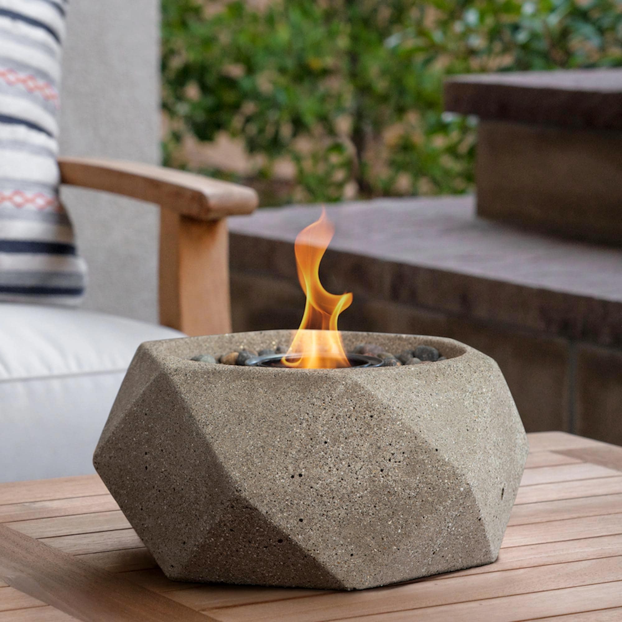 TerraFlame Wave Table Top Fire Bowl Gel Fuel - Stone Cast