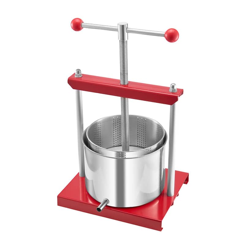 1.6 Gal Manual Fruit Press with Stainless Steel Plate Juicer for Wine Puree or Olive Oil - 300x242x435 mm