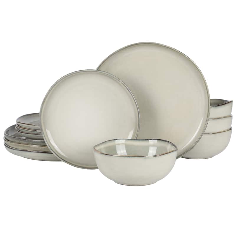 Gibson Soho Lounge Nardini 12 Piece (Service for 4) Plates and Bowls Reactive Glaze Dishes Stoneware Dinnerware Set
