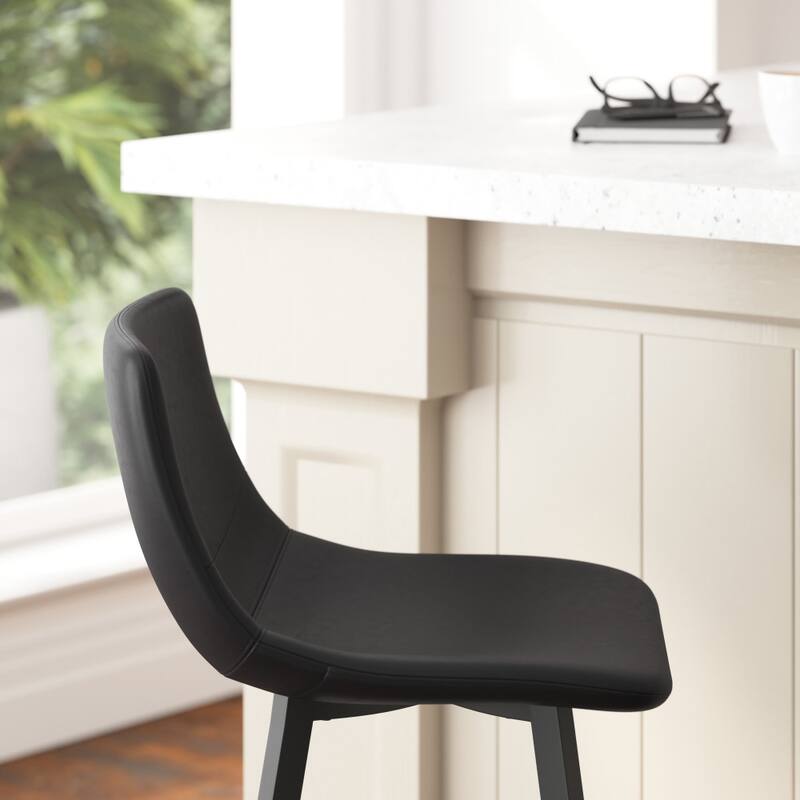 Set of 2 Armless Upholstered Metal Counter Stools